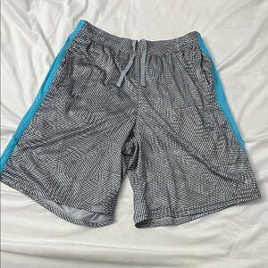 Champion Men's Gray Athletic Shorts with Blue Side Stripes